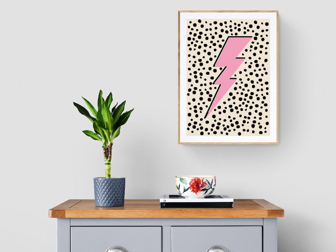 Pink Lightning Print, Printable Wall Art, Bolt Poster Pink Wall Art ...