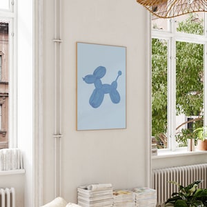 Blue balloon dog printable wall art, preppy bedroom decor teens, posters for dorm room, dorm print, college apartment art Trendy Disco