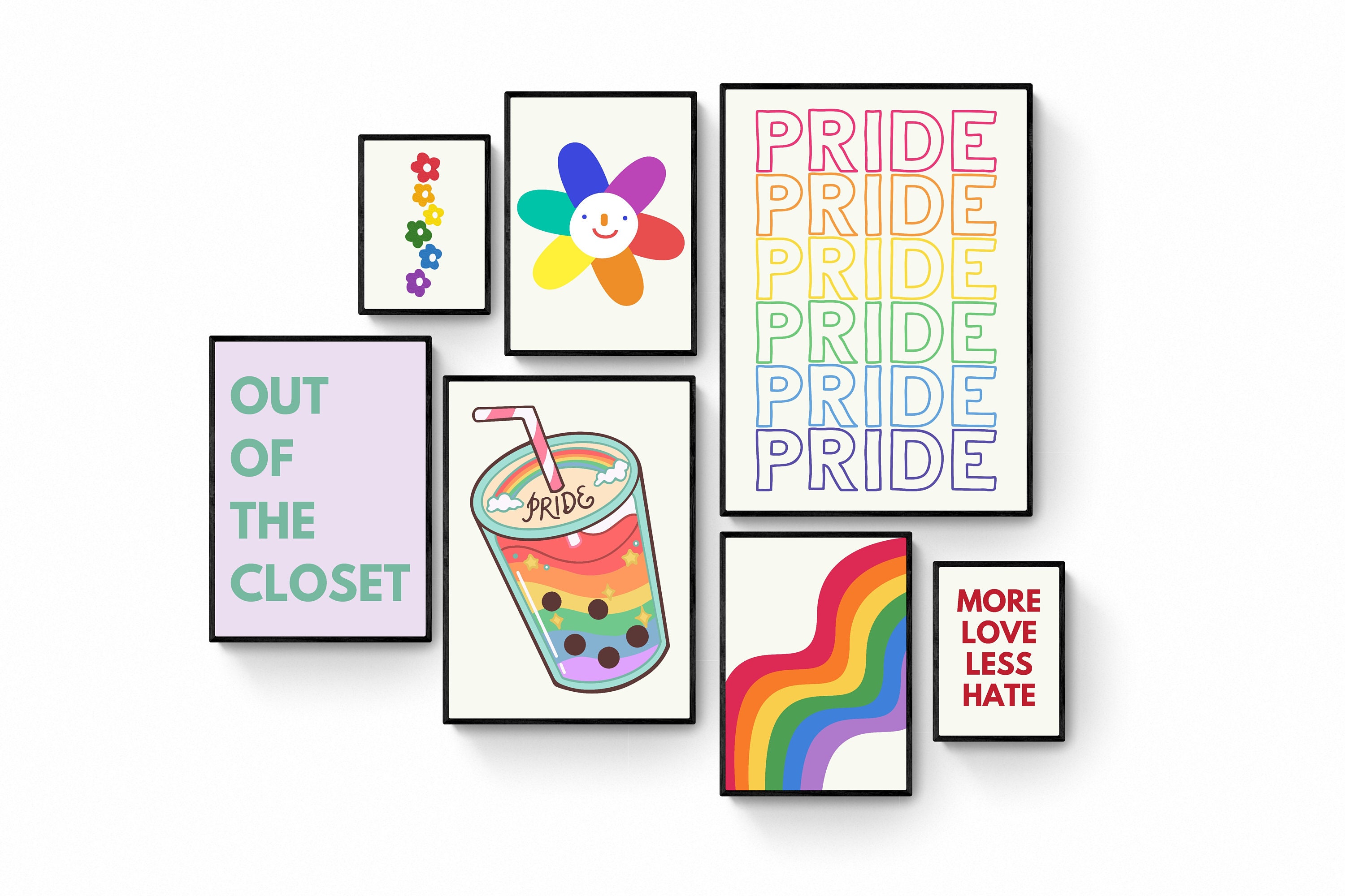 Set of 8 Printable Pride Wall Art Coming Out Gift Pride - Etsy