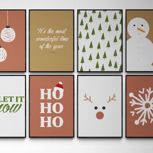 Printable Christmas Decor, 8 Modern Christmas Art Prints, MEGA Bundle Gallery Wall Minimalist Boho Christmas Printables Christmas Wall Decor