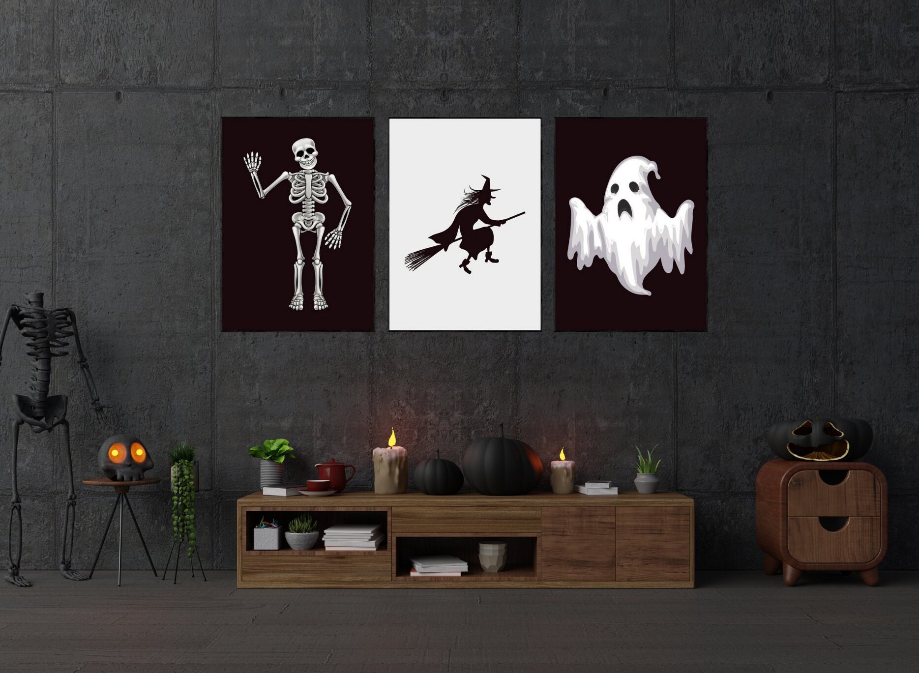 Halloween Set of 6 Prints Halloween Wall Art Halloween Etsy