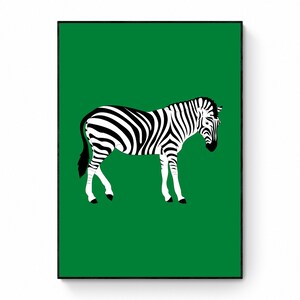 Buntes Zebra Poster, Dschungel Poster, Zebra Pop Art, Grüne Wandkunst, Tier Poster, zeitgenössische Kunst, Retro Poster, Y2K Poster