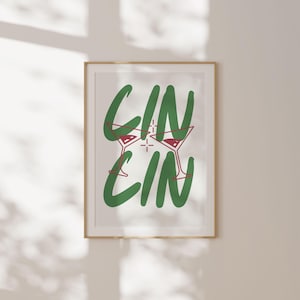 Kolorowy wydruk kuchenny Cin Cin, kolorowa sztuka ścienna do jadalni, plakat Funky Foodie, ręcznie rysowany wystrój pokoju w akademiku, wystrój do gotowania, plakat retro do jadalni
