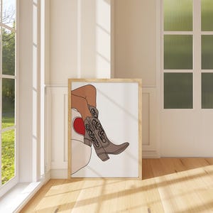 Cowgirl Western Brown Boots Printable Wall Art, Boho Cowgirl Wall art, Cowboy boots Boho Wall decor, Cuto Boho illustration, Bohemian prints