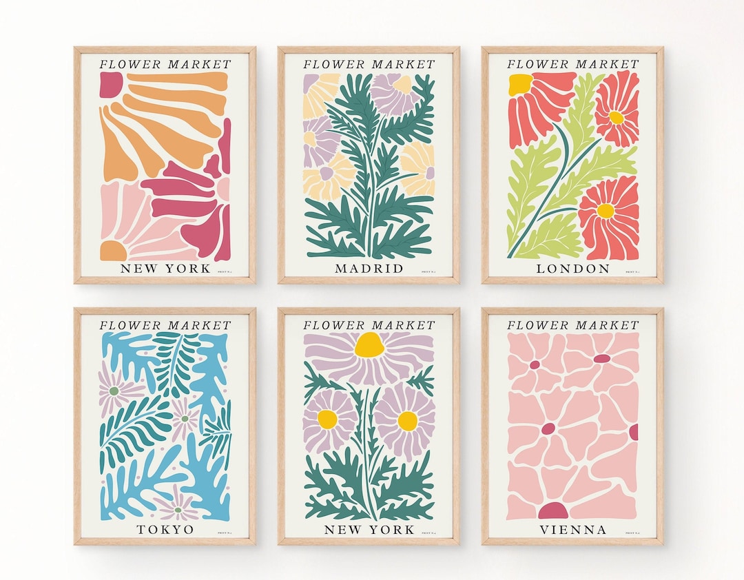 Flower Market Set of 12 Prints Gallery Wall Art Floral Decor Modern ...