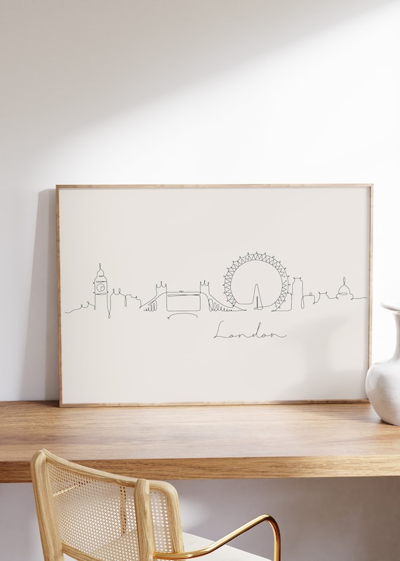 London City Skyline Printable, Cityscape Line Wall Art, England Print, United Kingdom House Art, London Gift, big ben Poster, Travel Gift