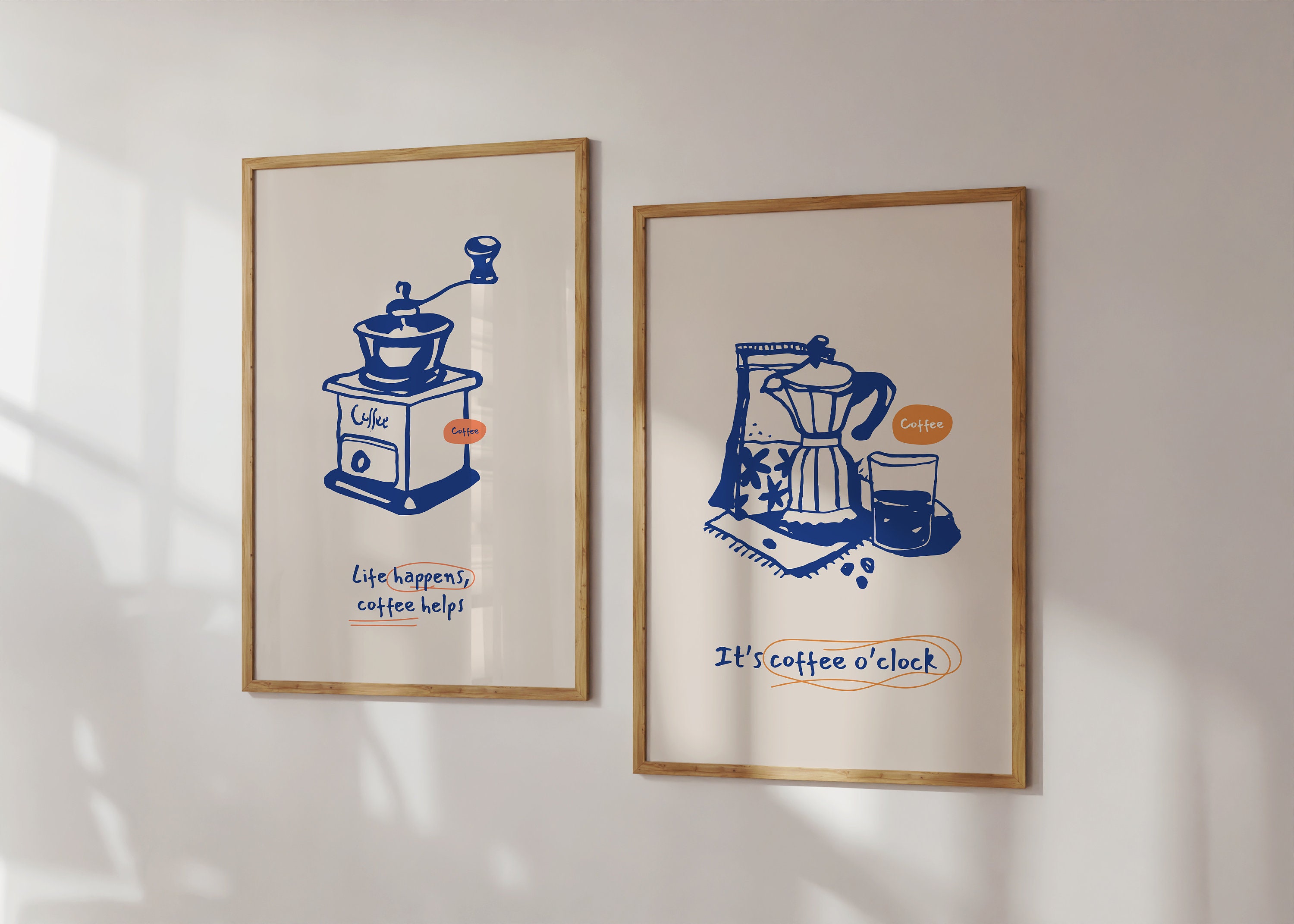 kitchen print, coffee & cake | kitchen prints, wall... Coffee Set of 2 Printables, Food Print, Modern Kitchen Decor, Blue ...