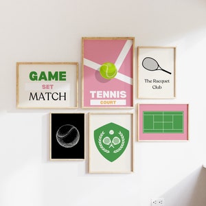 Wall Art for Tennis Fan Wall Art set of 13, Tennis Printable Wall Art, Vintage Tennis Poster, Tennis Sports Room Decor For Office Wall Art