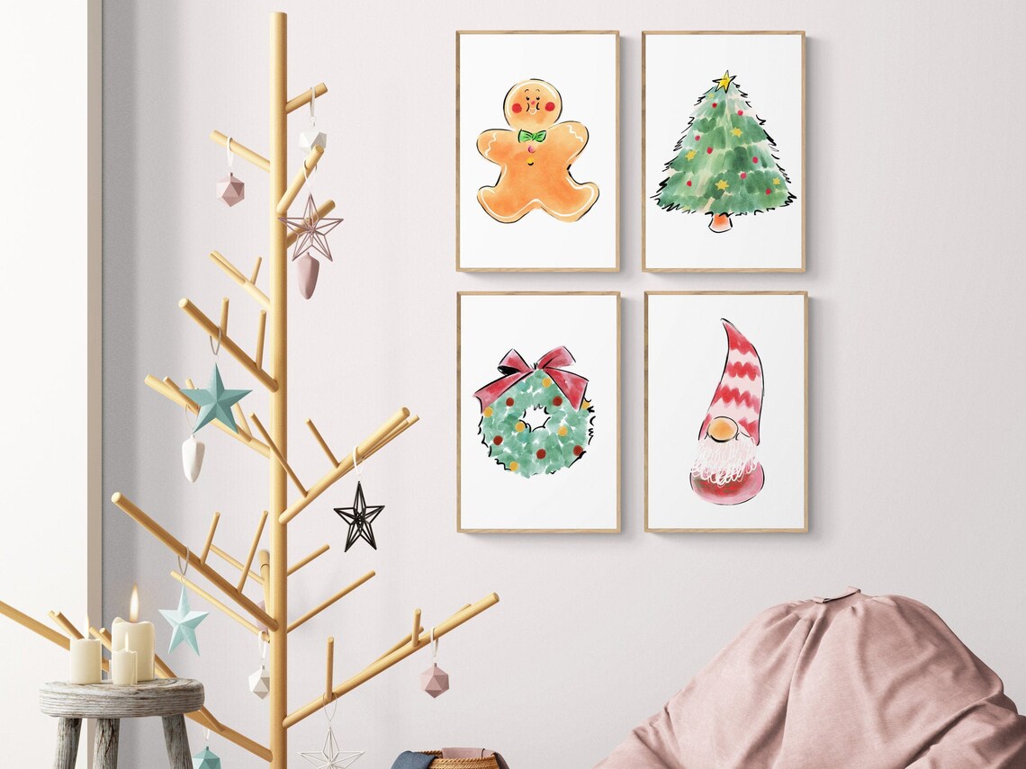 watercolor-holiday-wreath-print-watercolor-christmas-wreath-etsy