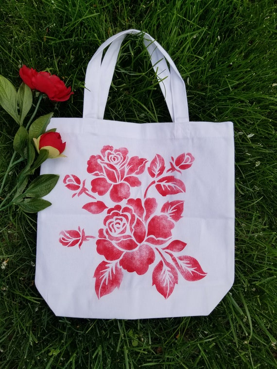 Red Rose Canvas Tote Bag 