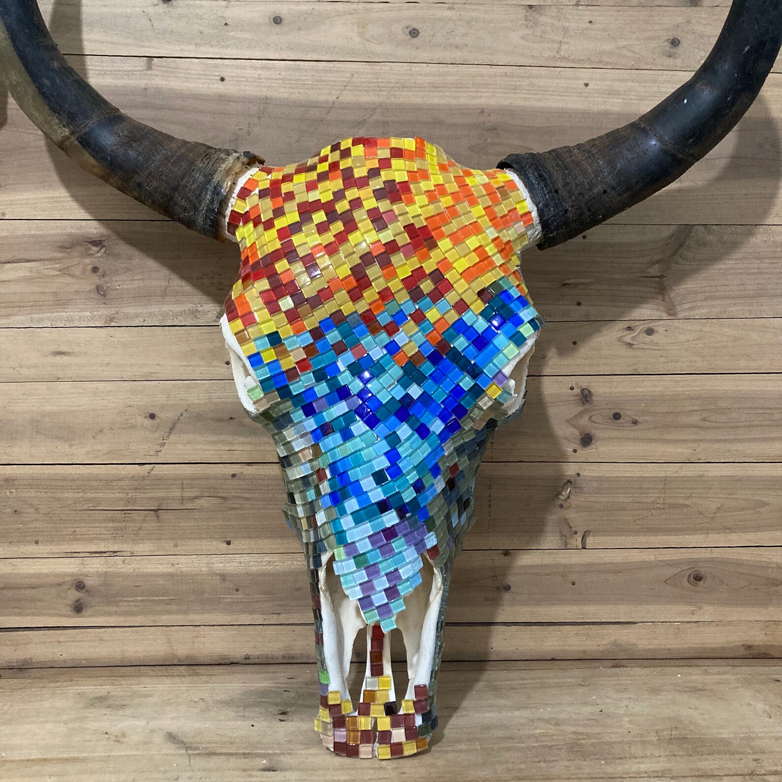 Mosaics Art on Natural Animal Skull for Wall Hangingglass Etsy