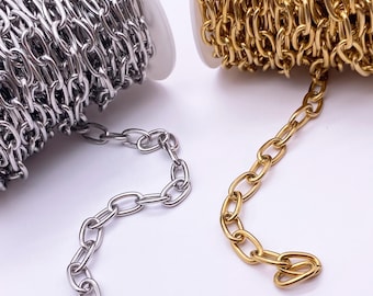 1 Meter 8mm cable chunky  chain-Vacuum Plating Waterproof Stainless steel bulk chain