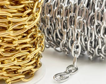 1 Meter 8mm cable chunky  chain-Vacuum Plating Waterproof Stainless steel bulk chain