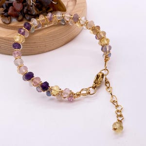 Fluorite Bracelet,18K Gold Plated Beaded Bracelets bangle, Gift for her