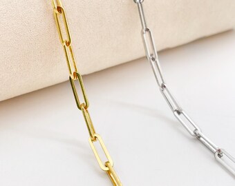 1 Meter 4mm Paper clip chain,18K Gold plating waterproof Stainless steel chain