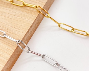18K Gold Plated Stainless Steel Paperclip Chain (4x12mm)