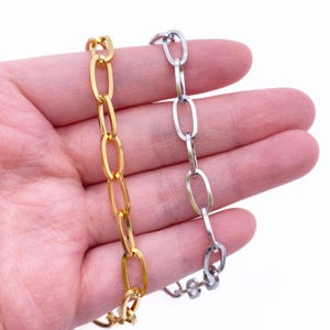 6mm Oval Link Bulk Chain, Gold Plated Chain,Flat Cable Chain, Chain for Necklace