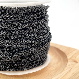 1 Meter 2 mm schwarzer Kreis Perlenkette wasserdicht Edelstahl cricle dünne Kette