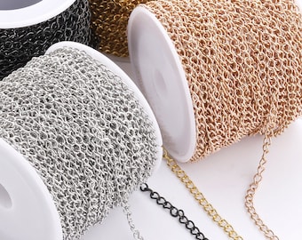 2 Meters 3mm Extension Stainless Steel bulk chain-Waterproof Vacuum Plating Chain for necklace or bracelet