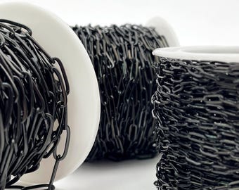 1 Meter Black Paper Clip Stainless steel Chain