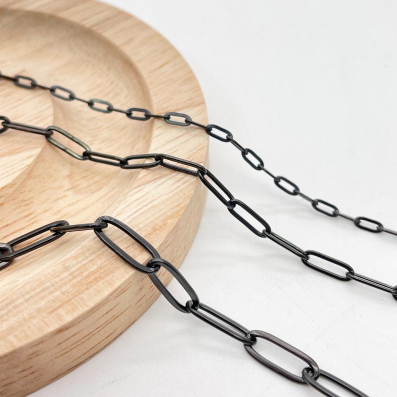 1 Meter Black Paper Clip Stainless Steel Chain - Etsy