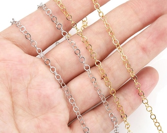 2 Meters 2/3mm Circle Waterproof Stainless Steel bulk chain,Round Cable Chain, Circle Link Chain