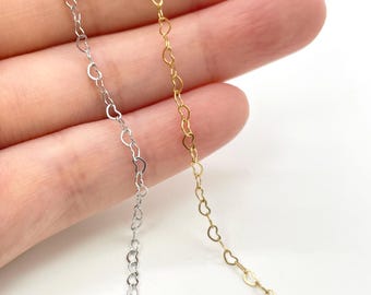 1 Meter 18K Pvd Small Heart Stainless Steel Chain For Permanent Jewelry