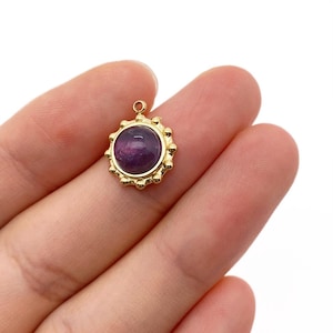 Gold Amethyst Charm,Natural amethyst charm,Gemstone charm for necklace earring making,jewelry supply