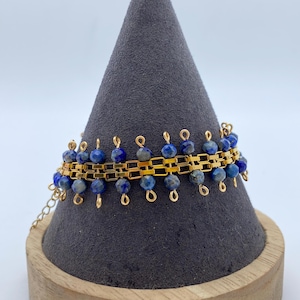 Lapis beads bracelet-Handmade Wire Wrapped Jewelry