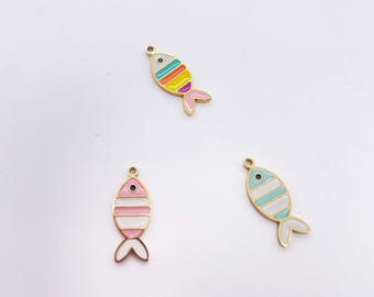 18K Gold plated Rainbow &  Layering  Fish Charm for Necklaces,  pendant,earring ,DIY Jewelry Making Supplies,Anti-Tarnish and Waterproof