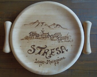 Engraved Italian Wooden Tray: Stresa Lago Maggiore Charcuterie Board