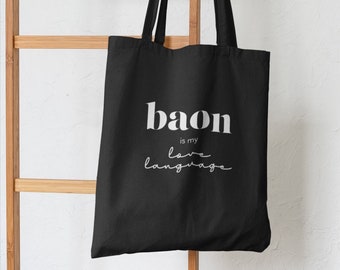 Filipino Baon Tote Bag | Black Eco Lunch Bag for Filipinos | Pinay Gifts | Filipino Food Lovers Gift Idea | Gift Filipino Friend Cook