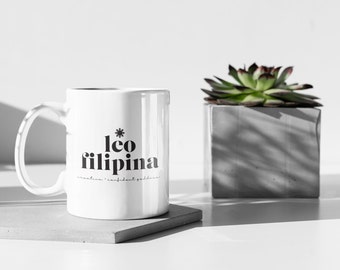 Leo Filipina Mug | Astrology Gift for Filipina | Pinay Mug | Philippines Sun Motif Coffee Mug