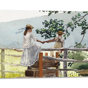 Canvas Print with Wooden Frame Winslow Homer - On the Style - Printed with painted effect texture