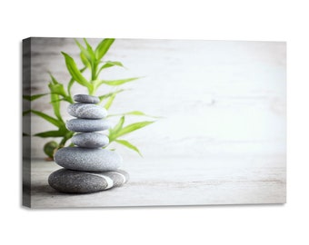 Leinwandbild mit Holzrahmen Zen Stone - Bedruckt mit gemalter Effektstruktur
