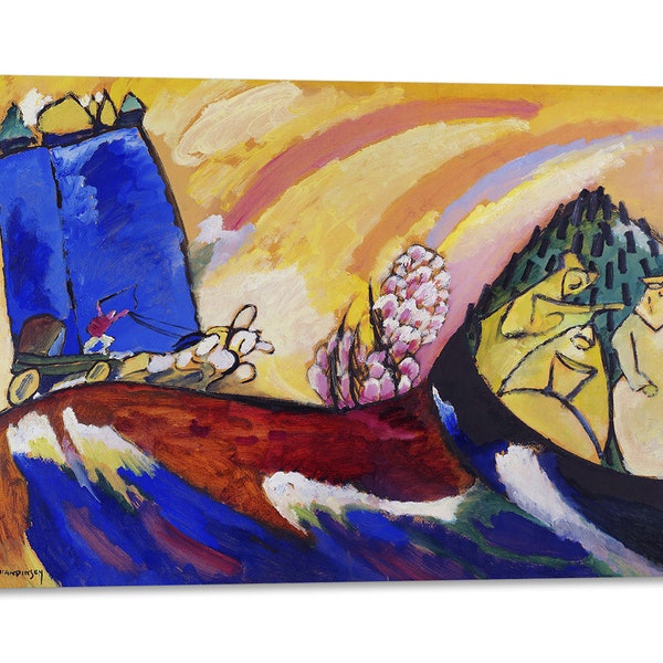 Cadre d’impression sur toile avec cadre en bois Wassily Kandinsky - Peinture avec Troïka