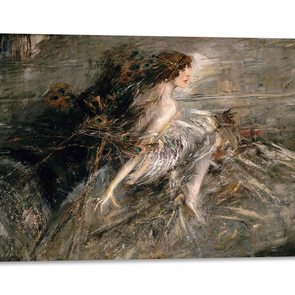 Cadre d’impression sur toile avec cadre en bois Giovanni Boldini - La Marchesa Luisa Casati