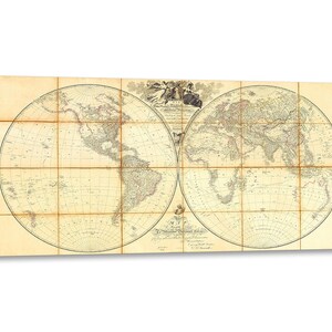 Canvas Print met Houten Lijst Aaron Arrowsmith - Wereldkaart - Bedrukt met geschilderd effect textuur
