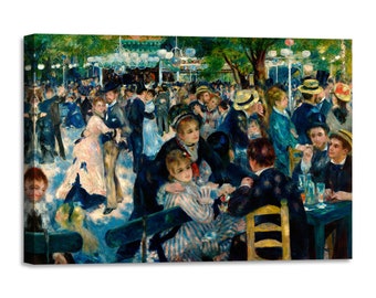 Canvas Print Painting with Wooden Frame Pierre-Auguste Renoir - Dance at Le Moulin de la Galette