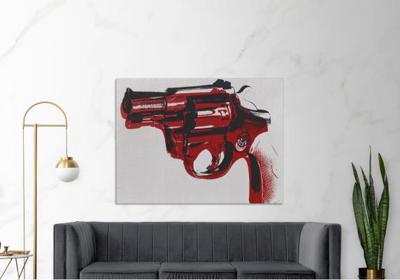 Andy Warhol Gun Painting - on Canvas With Wooden Frame - Printed