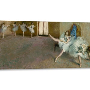 Canvas Print with Wooden Frame Edgar Degas - Before the Ballet - Printed with Painted Effect Texture