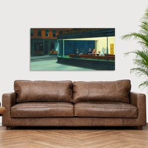 Impression sur toile avec cadre en bois Edward Hopper Nighthawks image 3