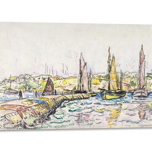 Canvas Print with Wooden Frame Paul Signac - Concarneau - Printed with painted effect texture
