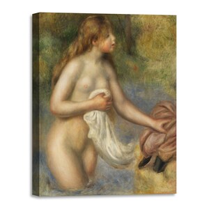 Canvas Print met Houten Lijst Pierre-Auguste Renoir - Bather - Bedrukt met geschilderde effecttextuur