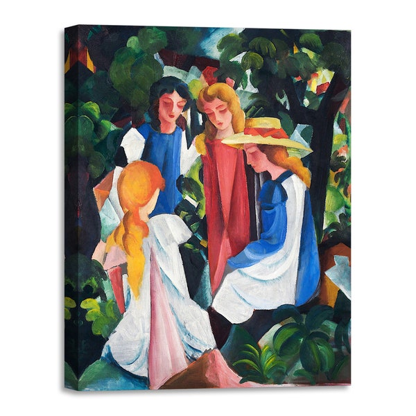 Photo d’impression sur toile avec cadre en bois August Macke - Quatre filles