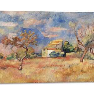 Canvas Print met Houten Lijst Pierre-Auguste Renoir - Duiventil bij Bellevue - Bedrukt met geschilderd effect textuur