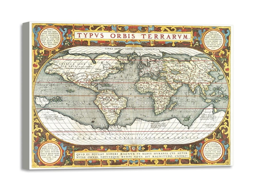 Canvas Printing Frame With Wooden Frame Abraham Orteliu Typus Orbis ...