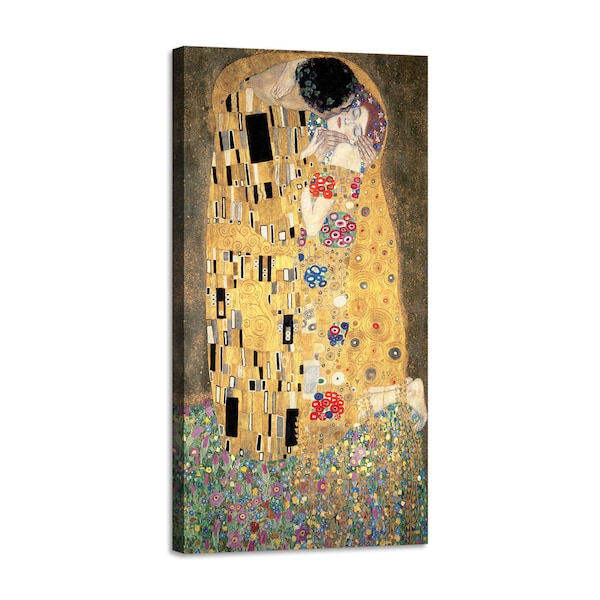 Imagen de impresión de lienzo con marco de madera Gustav Klimt - El beso