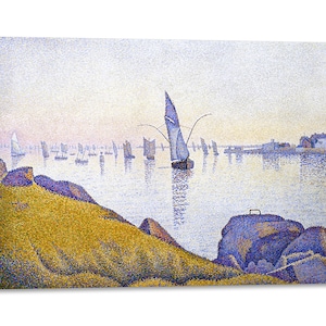 Canvas Print with Wooden Frame Paul Signac - Evening Calm - Printed with Painted Effect Texture