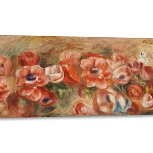Canvas Print met Houten Lijst Pierre-Auguste Renoir - Anemonen - Bedrukt met geschilderde effecttextuur